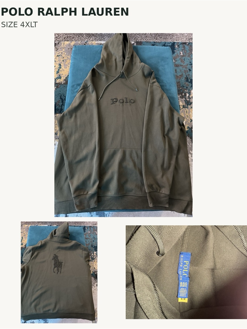 Polo Ralph Lauren Big Pony Fleece Hoodie Green 4XLT